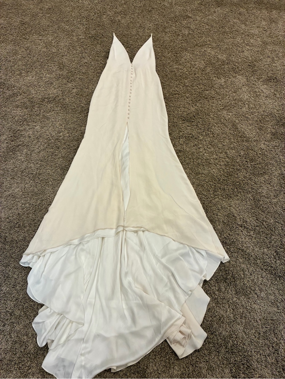 Alexandra Grecco Ivory V-Neck Bridal Gown Button Front 20's inspired Silhouette - Picture 2 of 15